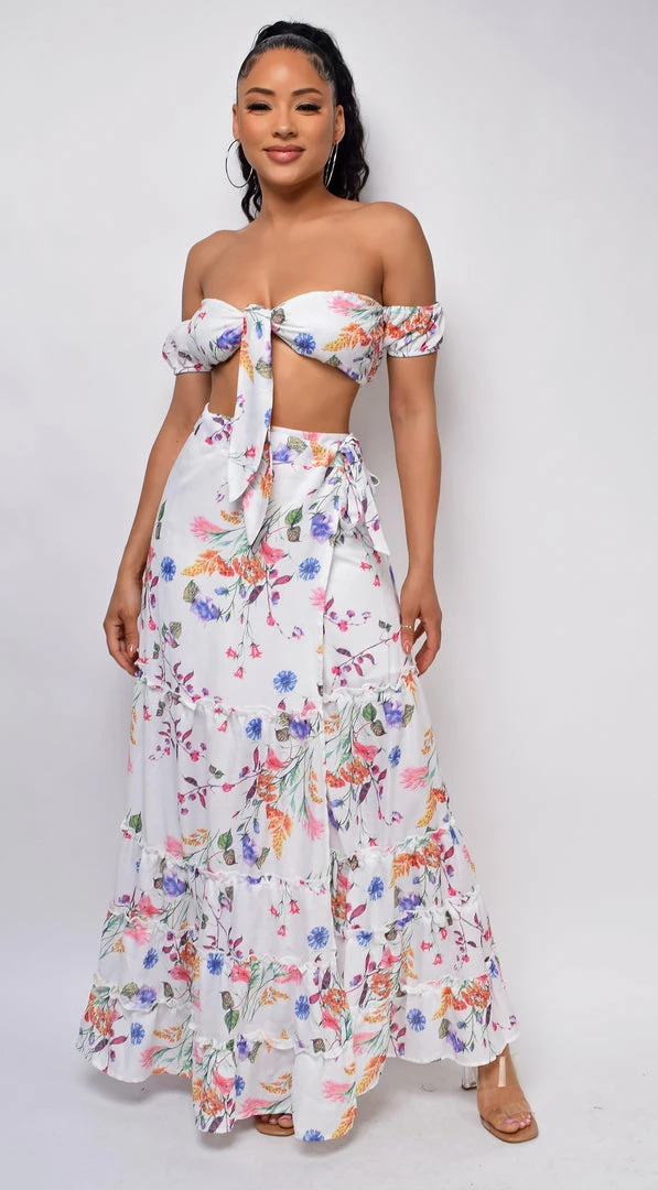 Emprada Bermuda White Floral Print Set 2 Emprada Bermuda White Floral Print Set