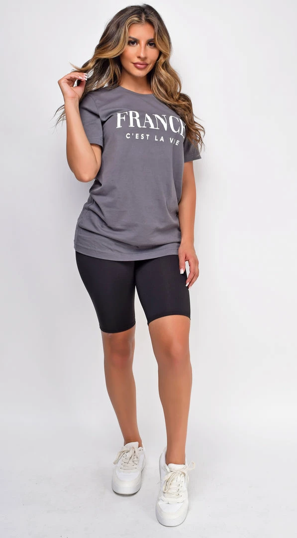 Emprada France C'est La Vie Grey Graphic Tee 1 Emprada France C'est La Vie Grey Graphic Tee