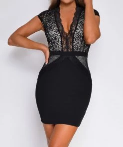 Emprada Little Black Dresses Dominique Black Cap Sleeve Lace Dress