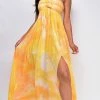 Emprada Dresses Lolita Yellow Tie Dye Halter Neck Maxi Dress