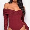 Emprada Alexandria Burgundy Red Sparkle Bodysuit