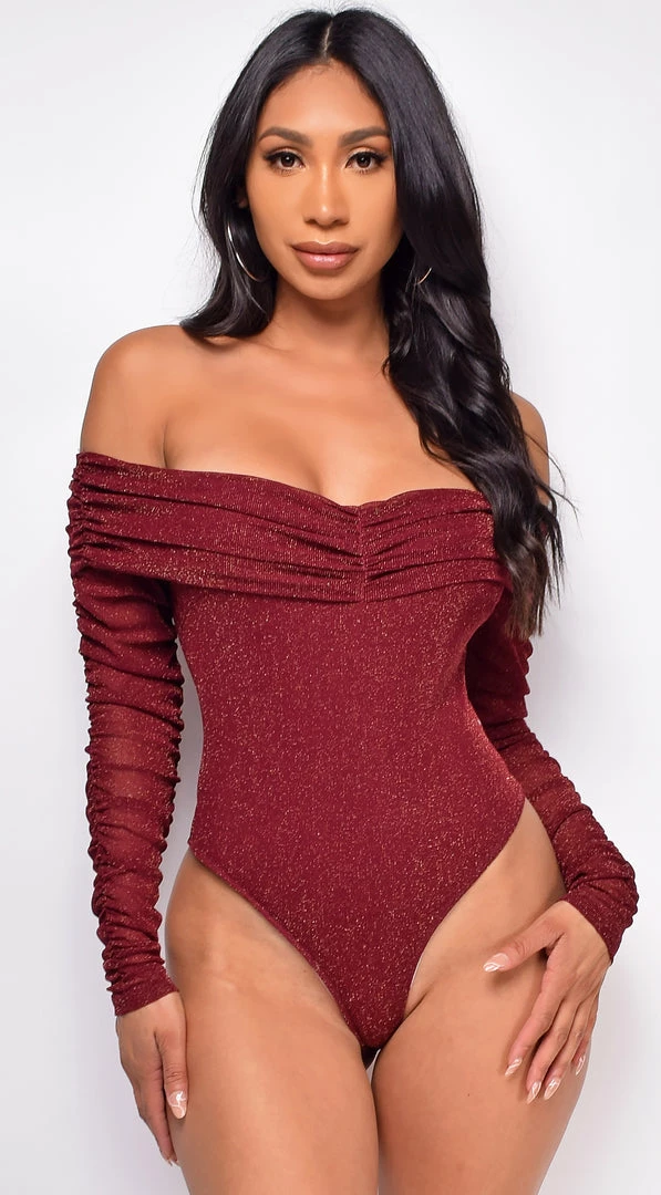 Emprada Alexandria Burgundy Red Sparkle Bodysuit 1 Emprada Alexandria Burgundy Red Sparkle Bodysuit