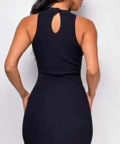 Emprada Mariana Black Gold Chain Ribbed Dress 5 Emprada Mariana Black Gold Chain Ribbed Dress