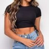 Emprada Just A Feeling Black Side Ruched Crop Top Tops