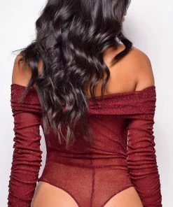 Emprada Alexandria Burgundy Red Sparkle Bodysuit 5 Emprada Alexandria Burgundy Red Sparkle Bodysuit