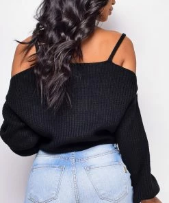 Emprada Tops Camden Black Front Twist Sweater Top