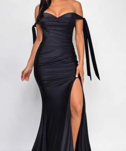 Emprada Dresses Abigail Black Off Shoulder Gown