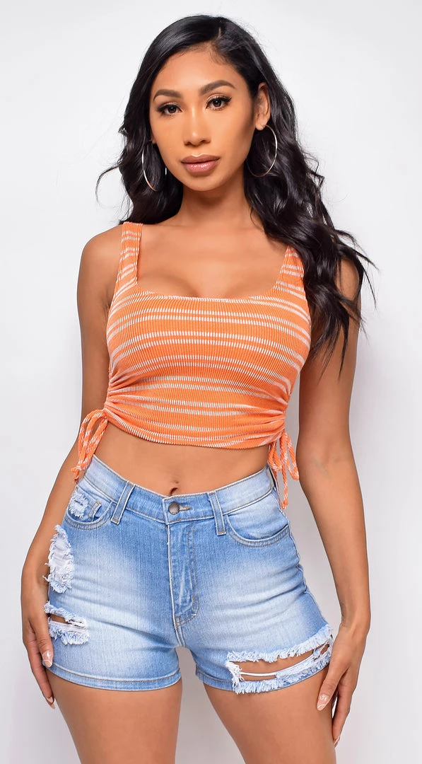Emprada Marlowe Orange White Stripe Crop Top Crop Tops 1 Emprada Marlowe Orange White Stripe Crop Top Crop Tops