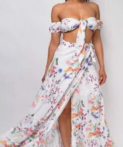 Emprada Bermuda White Floral Print Set