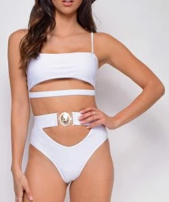 Emprada Marietas White Top High Waist Bikini Swimsuit