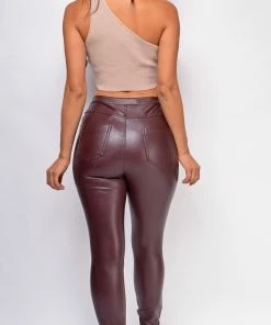 Emprada Tops Ira Beige One Shoulder Knit Top