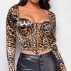 Emprada Gina Brown Leopard Print Satin Top