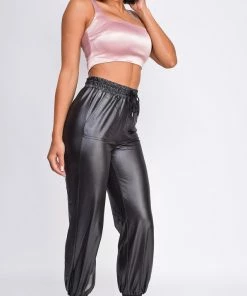 Emprada Sasha Mauve Pink Square Neck Satin Crop Top