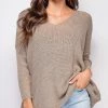 Emprada Tops Mira Beige Over Sized Knit Sweater Top