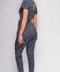 Emprada Harper Blue Abstract Print Jumpsuit