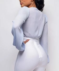 Emprada Alexi Blue Front Tie Top Tops