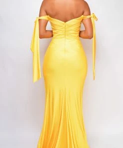 Emprada Dresses Abigail Yellow Off Shoulder Gown