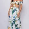 Emprada Tahiti White Tropical Floral Print Top And Skirt Set Dresses