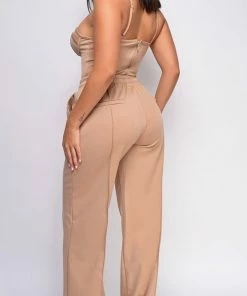 Emprada Madely Mocha Beige Bustier Wide Leg Pants Set 5 Emprada Madely Mocha Beige Bustier Wide Leg Pants Set