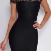 Emprada Makenna Black Lace Cap Sleeve Bandage Dress