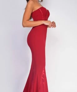 Emprada Sydney Red Strapless Satin Detail Gown