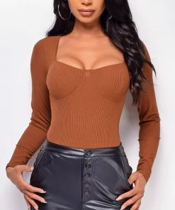Emprada Tops Indira Brown Bodysuit