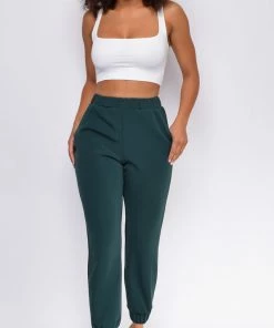 Emprada Let's Take A Run Hunter Green High Waist Joggers Loungewear