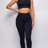 Emprada Free Motion Black Ribbed Sports Bra & High Waist Legging Set