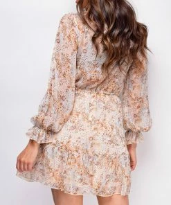 Emprada Dresses Everly Beige Floral Print Dress