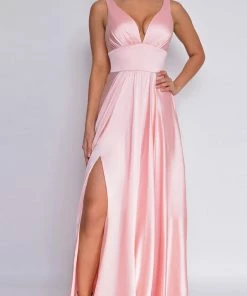 Emprada Everleigh Blush Pink Satin Gown Dresses