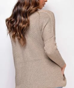Emprada Tops Mira Beige Over Sized Knit Sweater Top