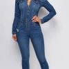 Emprada Levely Blue Denim Long Sleeve Jumpsuit Jumpsuits & Rompers