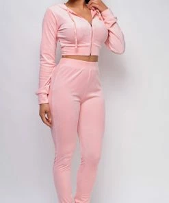 Emprada Simple Days Pink Velour Jacket And Jogger Set