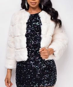 Emprada Outerwear Tamar Off White Faux Fur Coat