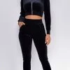 Emprada Loungewear Too Cool For That Black Velour Crop Jacket & Joggers Set