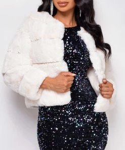 Emprada Outerwear Tamar Off White Faux Fur Coat