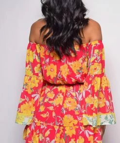 Emprada Holloway Fuchsia Pink Orange Multi Floral Print Romper 6 Emprada Holloway Fuchsia Pink Orange Multi Floral Print Romper