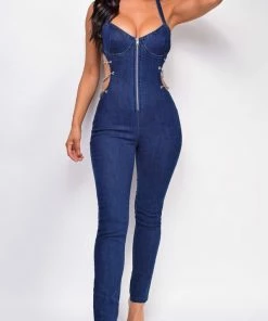 Emprada Frankfurt Blue Chain Cut Out Jumpsuit