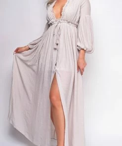 Emprada Pirae Taupe Beige Button Down Maxi Dress 11 Emprada Pirae Taupe Beige Button Down Maxi Dress