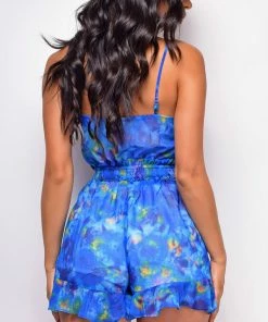 Emprada Marbella Blue Multi Color Print Romper