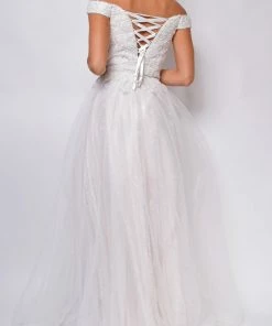 Emprada Dresses Nicole Sweetheart Neckline A-Line Lace Off Shoulder Layered Tulle Skirt Bridal Gown