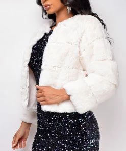 Emprada Outerwear Tamar Off White Faux Fur Coat
