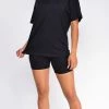 Emprada Loungewear Oversized Black T-Shirt And Biker Short Two Piece Set