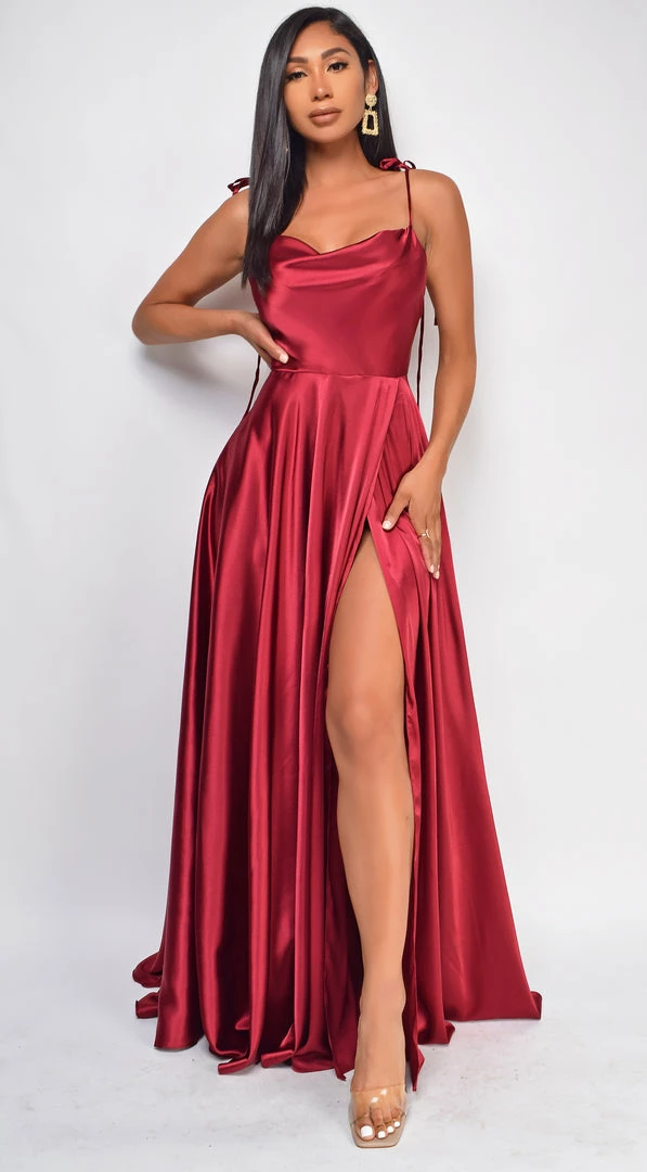 Emprada Dresses Penelope Red Drape Neck Gown 1 Emprada Dresses Penelope Red Drape Neck Gown