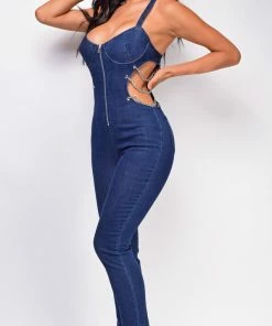 Emprada Frankfurt Blue Chain Cut Out Jumpsuit 5 Emprada Frankfurt Blue Chain Cut Out Jumpsuit