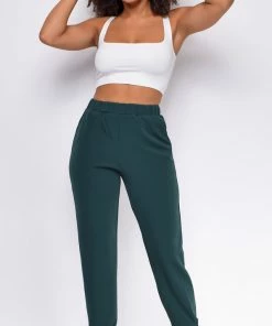 Emprada Let's Take A Run Hunter Green High Waist Joggers Loungewear