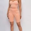 Emprada Edel Peach Pink Bustier Biker Short Set Loungewear