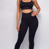 Emprada Movement Free Black Seamless Sports Bra & High Waist Legging Set Sets