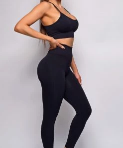 Emprada Movement Free Black Seamless Sports Bra & High Waist Legging Set Sets