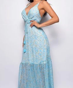 Emprada Dresses Merida Blue Floral Print Maxi Dress 7 Emprada Dresses Merida Blue Floral Print Maxi Dress